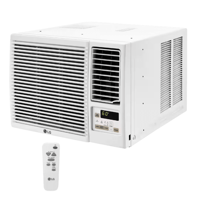 LG 18,000 BTU Wi-Fi Window Air Conditioner w/ Heat - Side with Remote