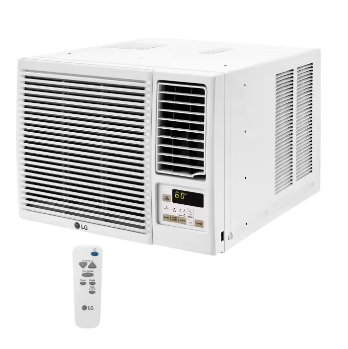 LG 18,000 BTU Wi-Fi Window Air Conditioner w/ Heat - Side with Remote