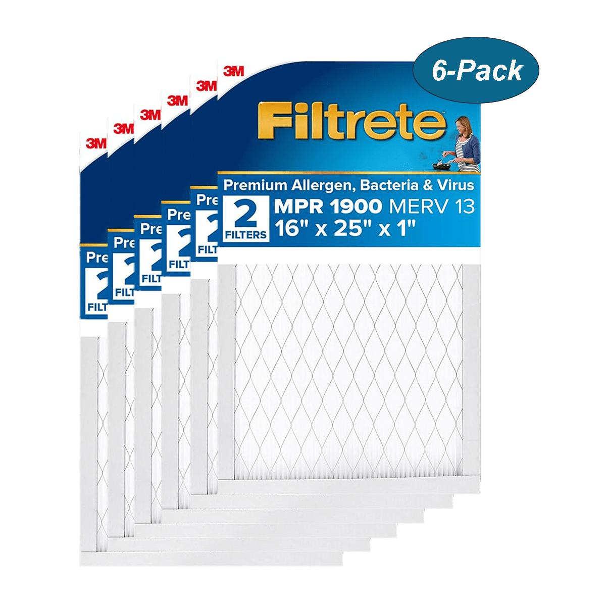 3M Filtrete Healthy Living 1900 MPR Ultimate Allergen Reduction Air Filters - 16x25 6-Pack Main