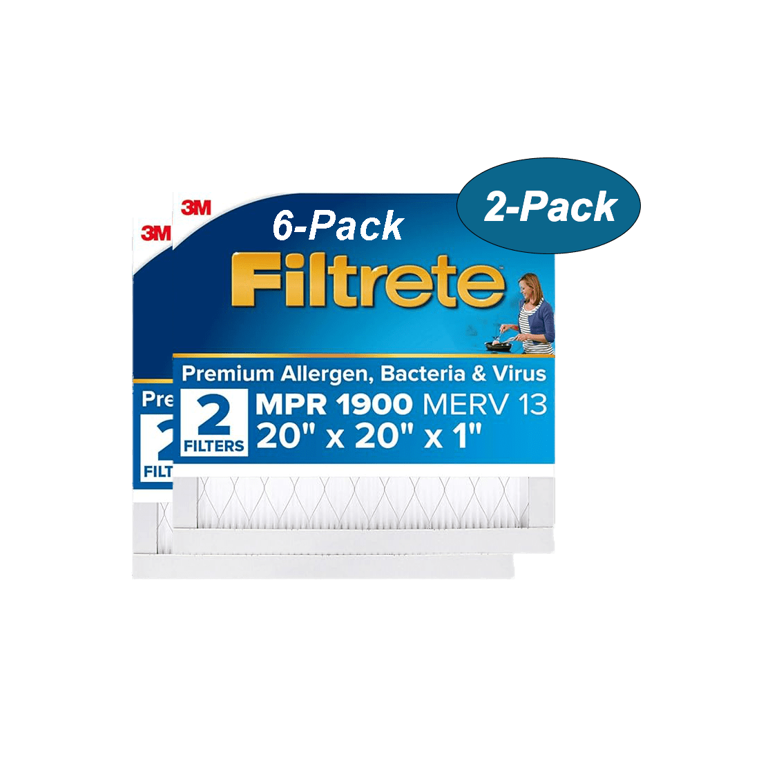 3M Filtrete Healthy Living 1900 MPR Ultimate Allergen Reduction Air Filters - 20x20 2-Pack Main