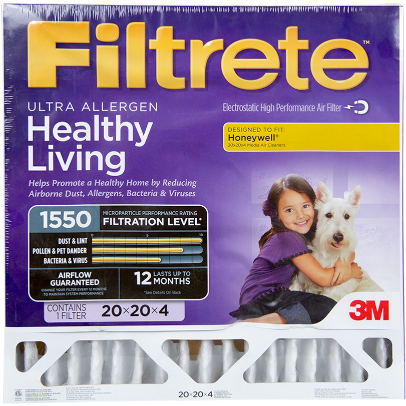 3M Filtrete Healthy Living 1550 MPR 4-Inch Ultra Allergen Reduction Filters 20x20x4