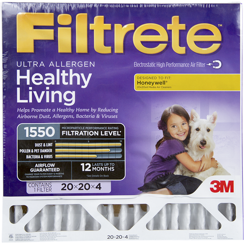 3M Filtrete Healthy Living 1550 MPR 4-Inch Ultra Allergen Reduction Filters 20x20x4
