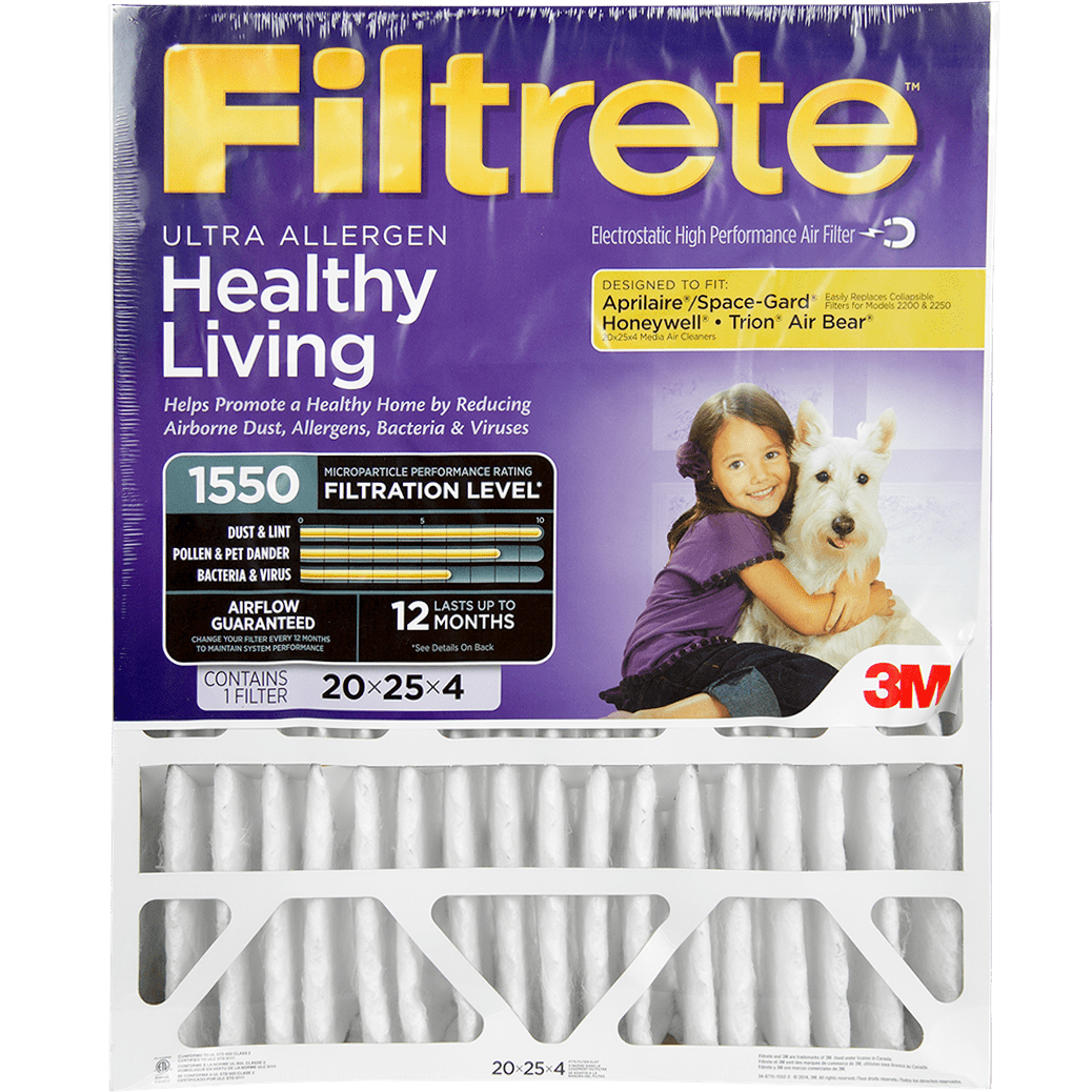 3M Filtrete Healthy Living 1500 MPR 4-Inch Allergen Reduction Filters 20x25x4