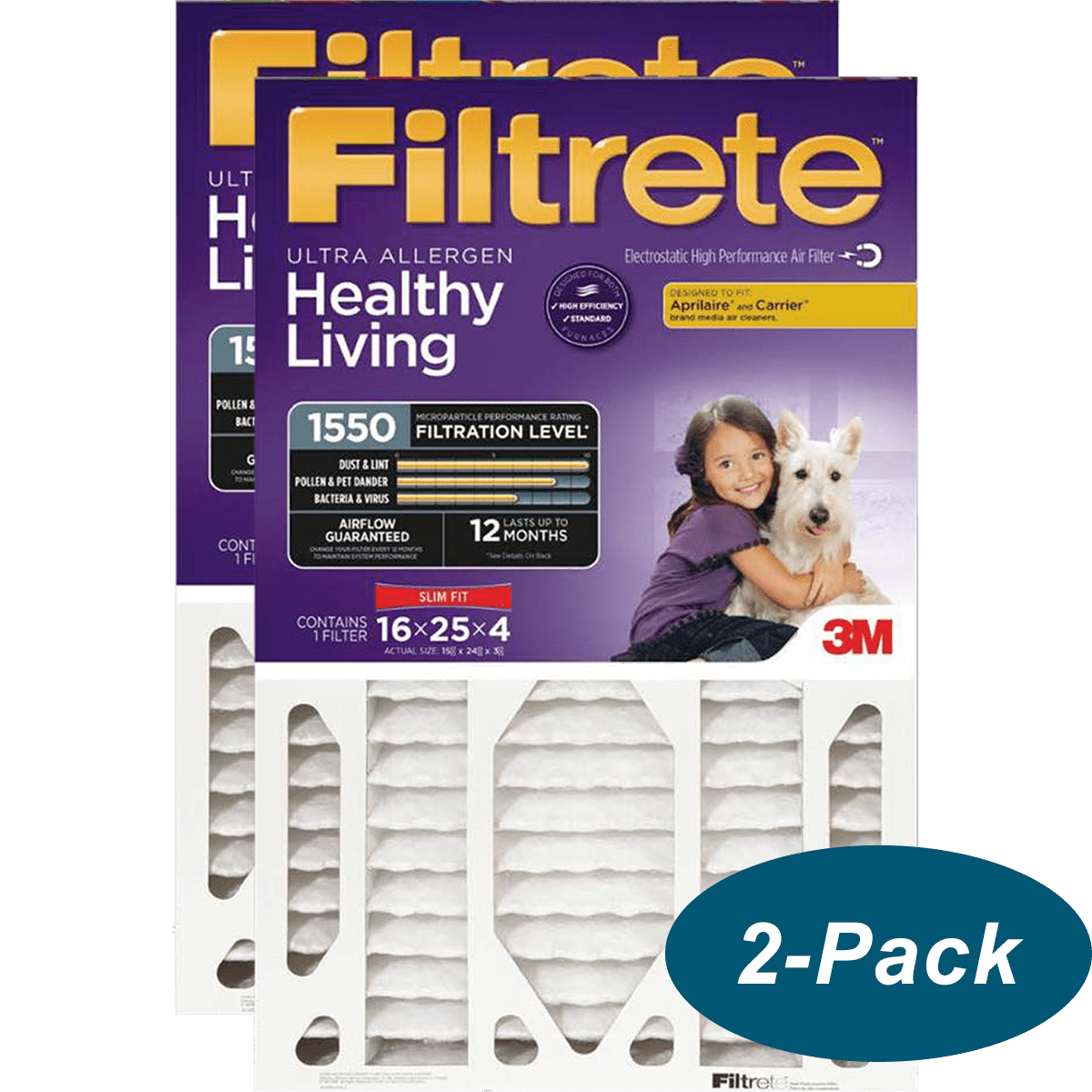 3M Filtrete Healthy Living Ultra Allergen 1550 MPR Slim Fit Filters