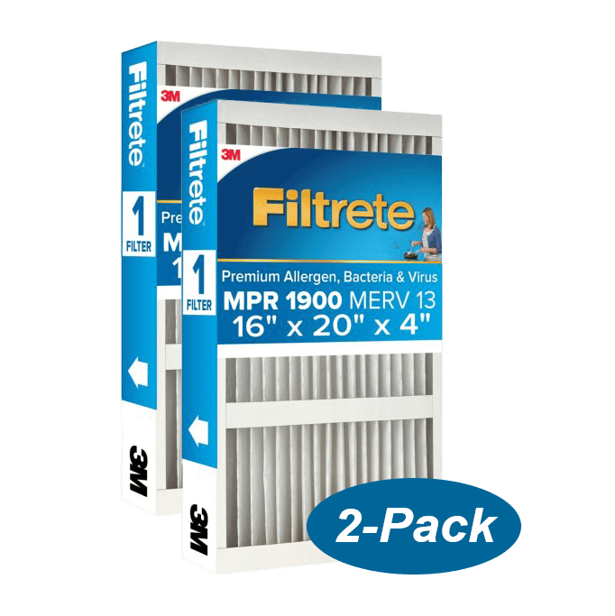 3M Filtrete MPR 1900 4-inch Allergen, Bacteria and Virus Filters 16x20x4 (2 Pack) - Main
