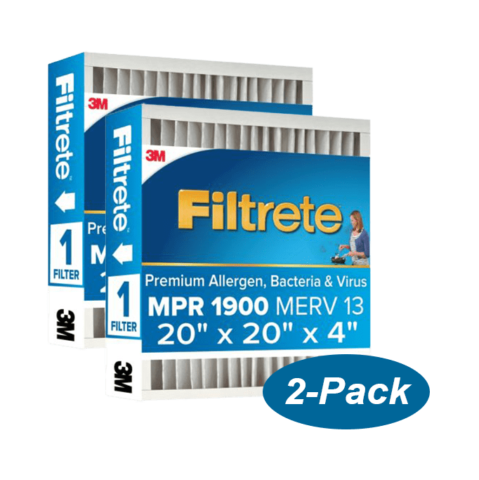 3M Filtrete MPR 1900 4-inch Allergen, Bacteria and Virus Filters 20x20x4 (2 Pack) - Main