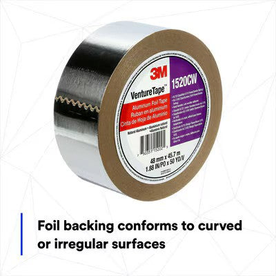 3M Venture Tape Aluminum Foil Tape 1520CW, Silver, 48 mm x 45.7 m - infographic 1