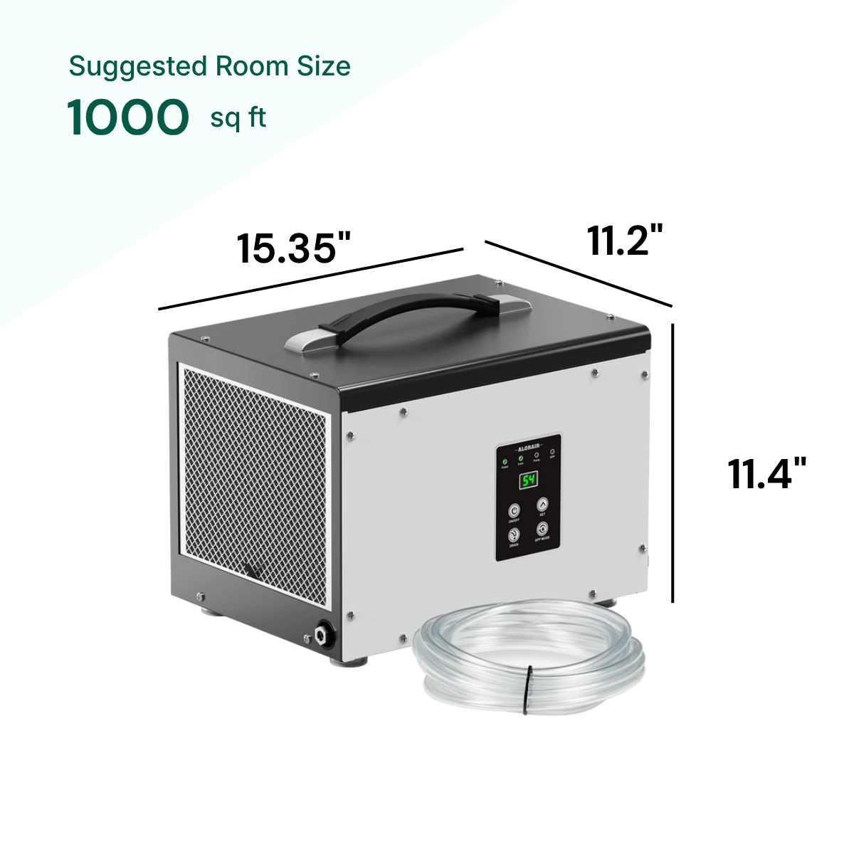AlorAir Sentinel 35 Pint suggested room size 1000sq ft.