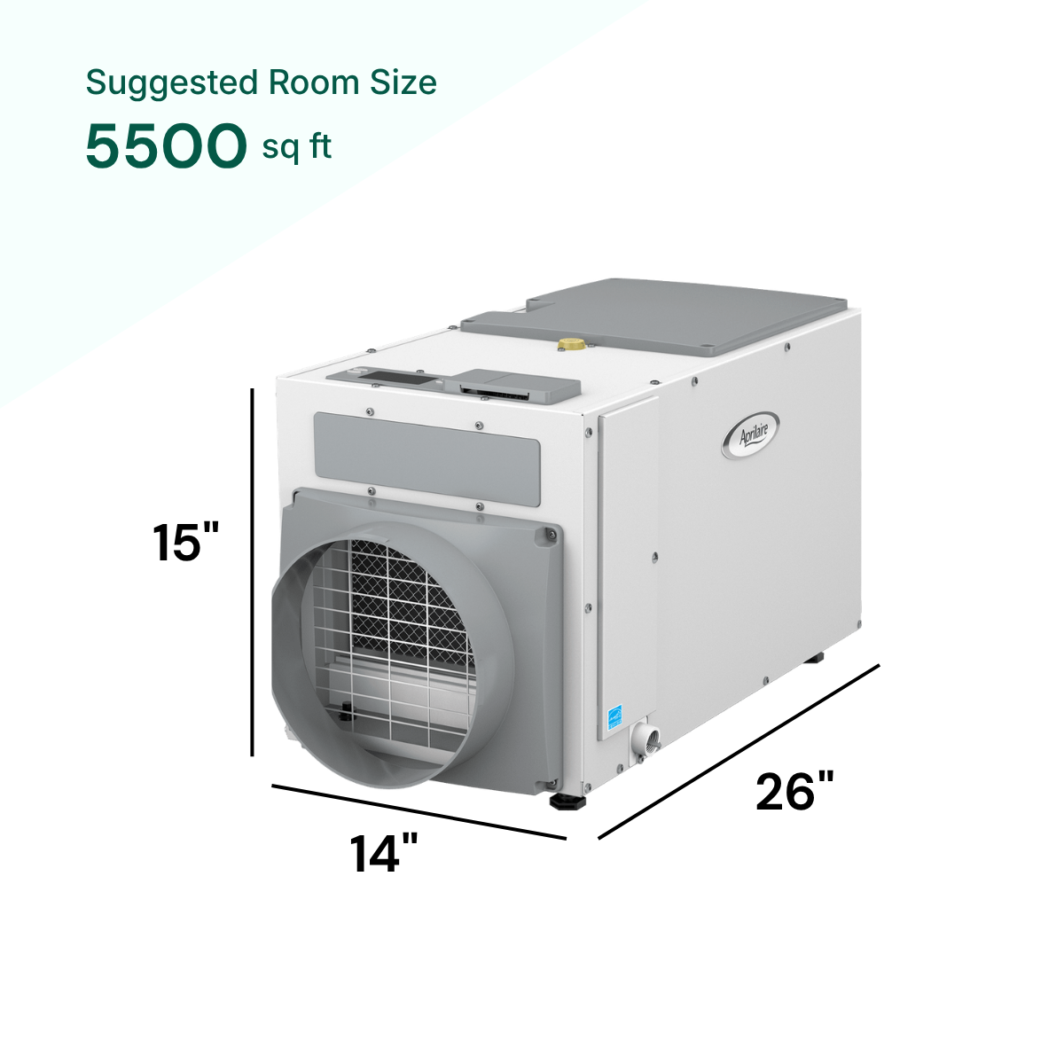 AprilAire E100 100 Pint suggested room size 5500 sq ft