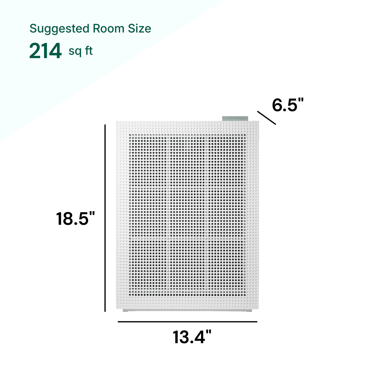 Rectangular air filter with dimensions labeled on a white background