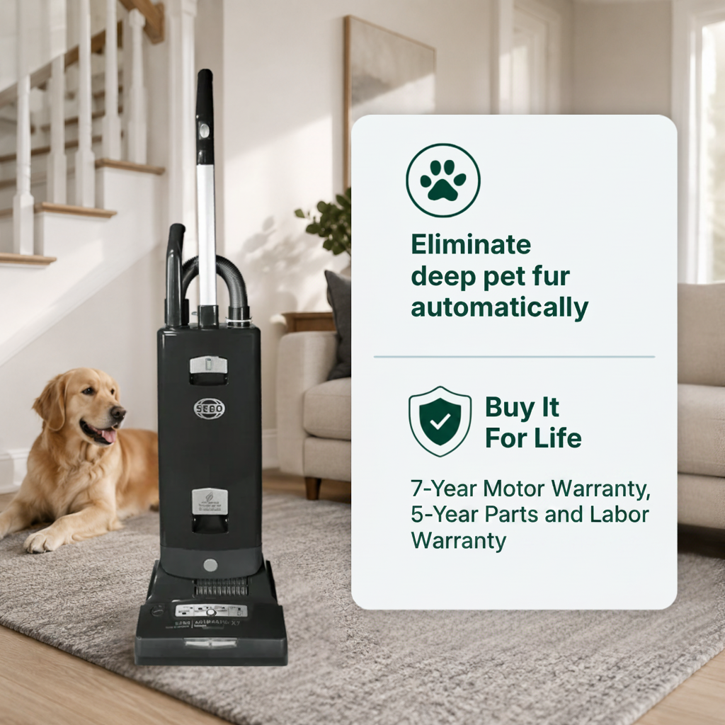 SEBO Automatic X7 Premium features Eliminate deep pet fur automatically Buy It For Life.