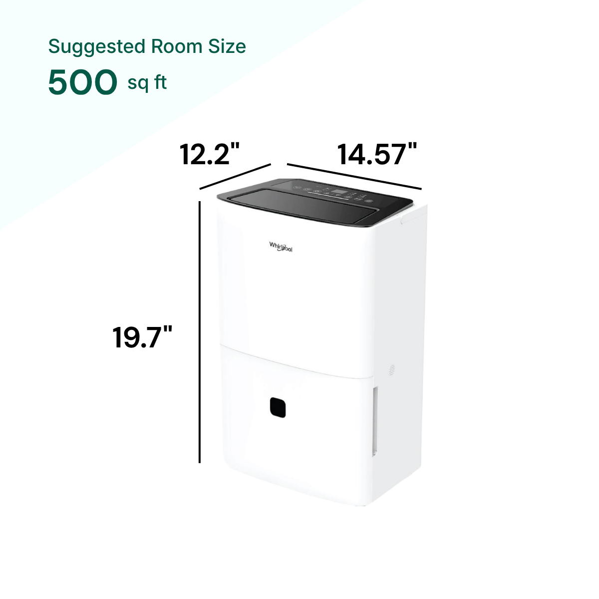 Whirlpool 32 Pint suggested room size 500 sq ft