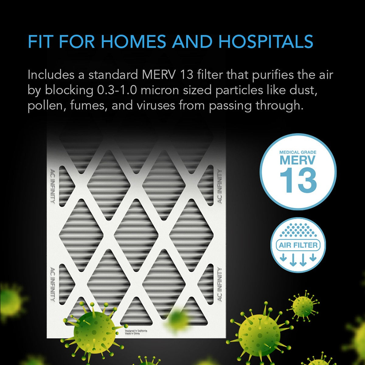 AC Infinity AIR FILTER BOX w/ MERV 13 Filter - Filter Graphic