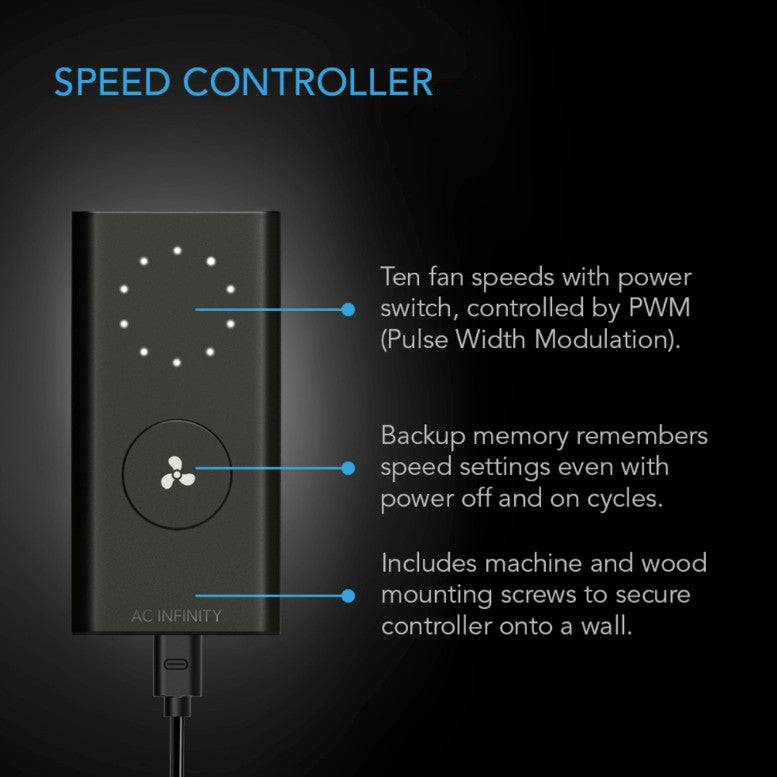 AC Infinity Air Filtration Kit, 8-In. Inline Lite Fan - Controller