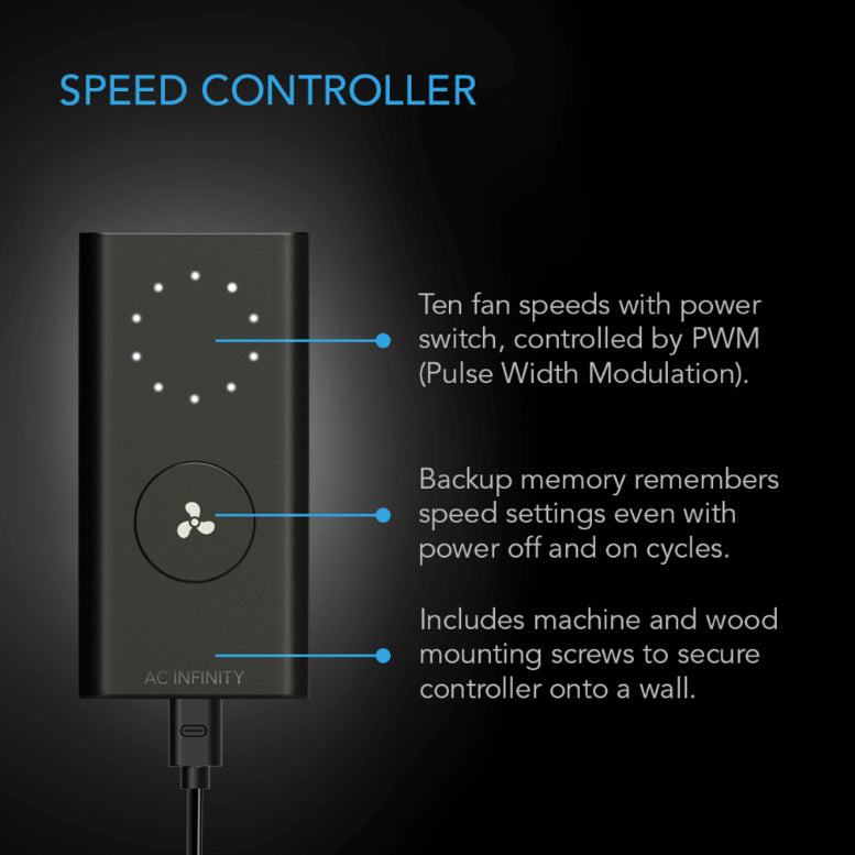 AC Infinity Air Filtration Kit, 8-In. Inline Lite Fan - Controller
