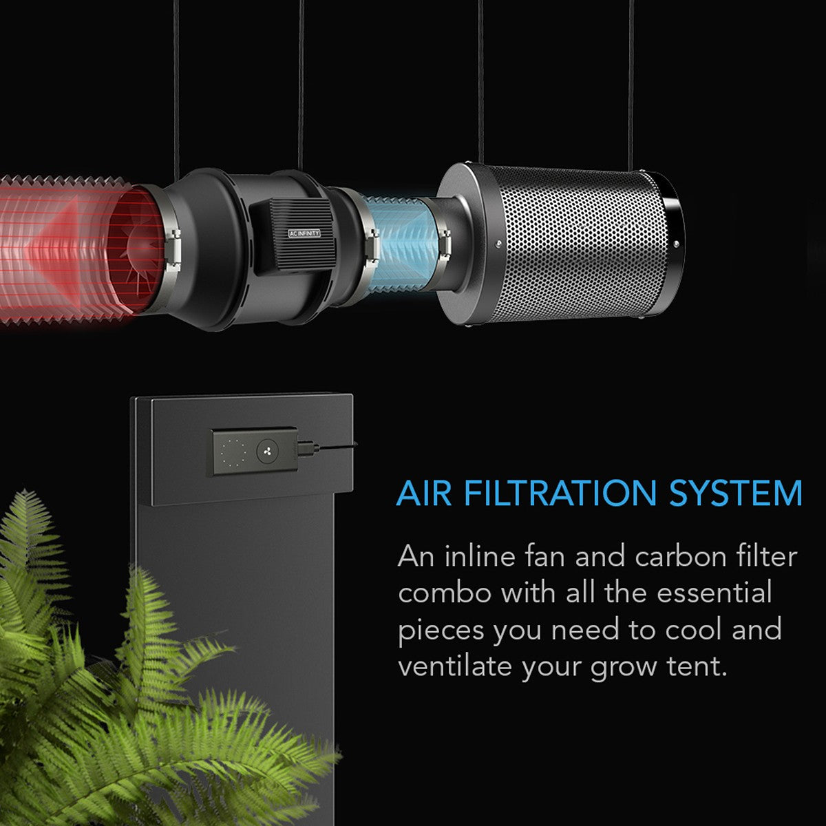 AC Infinity Air Filtration Kit, 8-In. Inline Lite Fan - Filtration