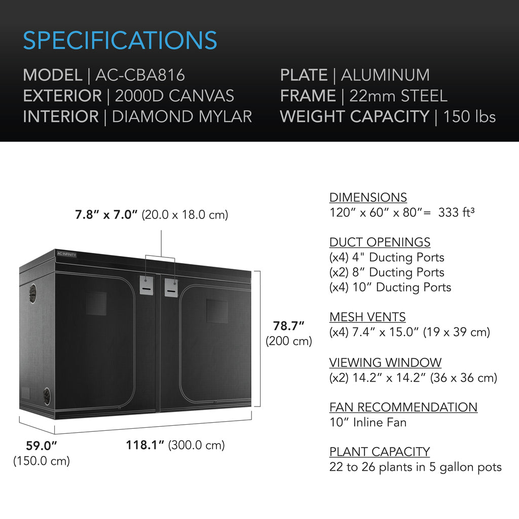 Ac Infinity Cloudlab 80 Inch Grow Tent 816 Specs