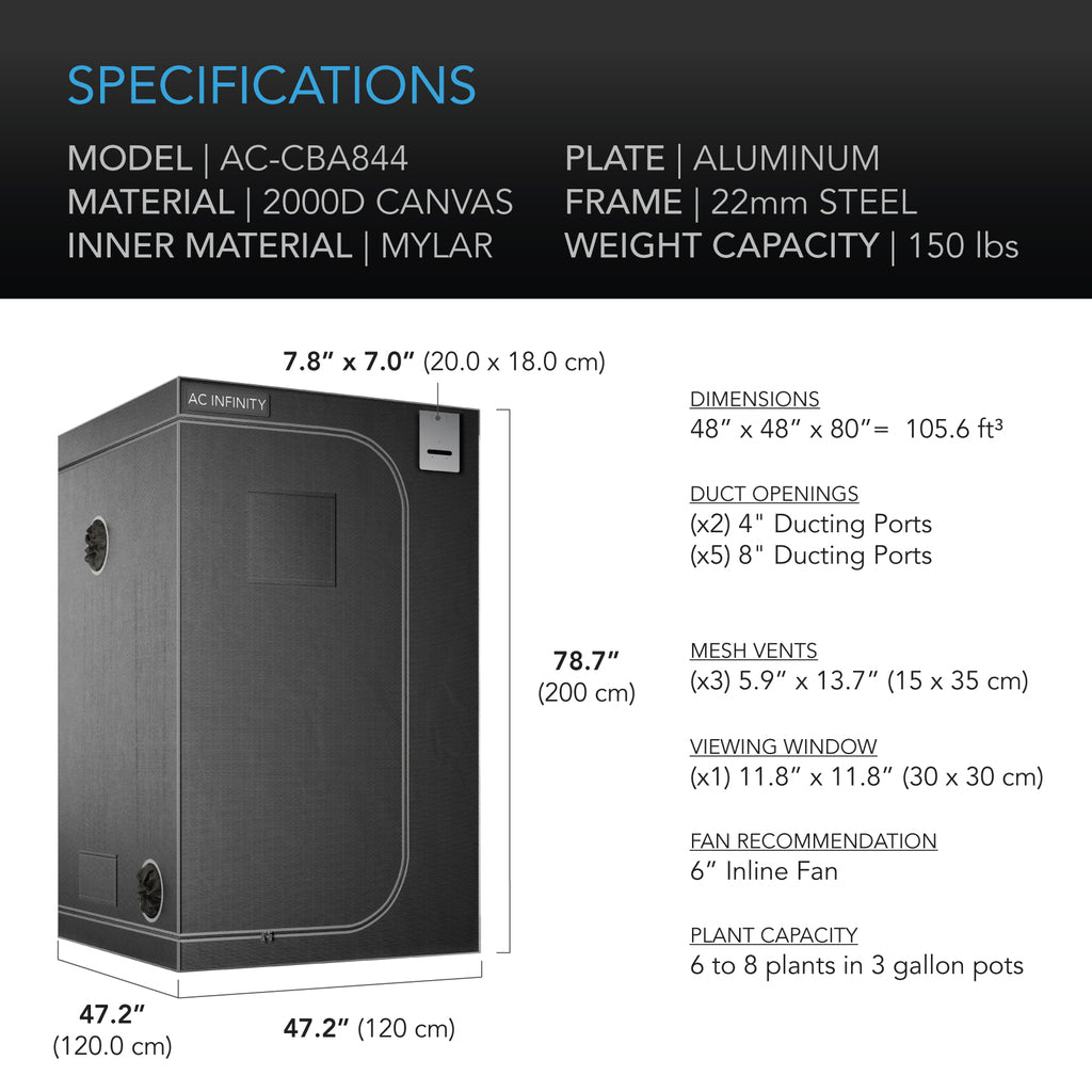 Ac Infinity Cloudlab 80 Inch Grow Tent 844 Specs