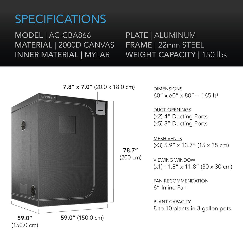 Ac Infinity Cloudlab 80 Inch Grow Tent 866 Specs