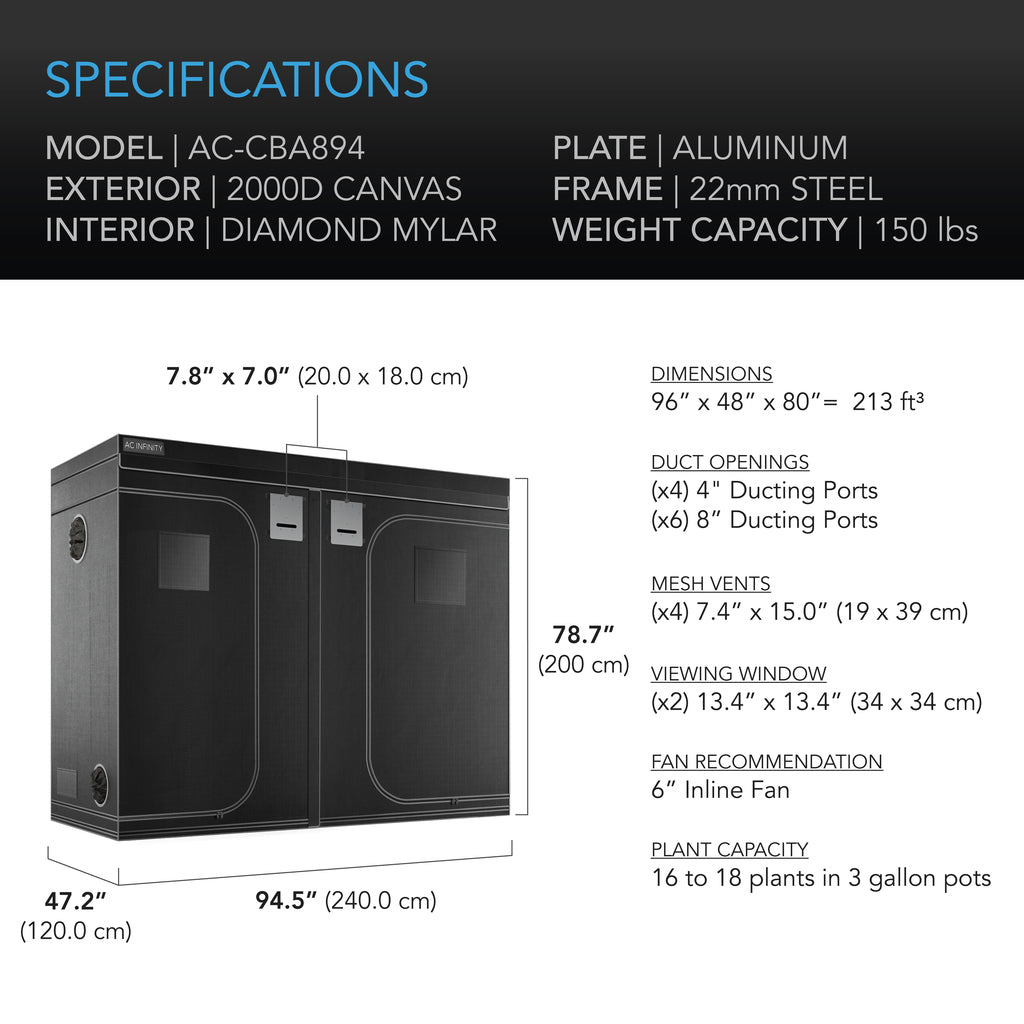 Ac Infinity Cloudlab 80 Inch Grow Tent 894 Specs