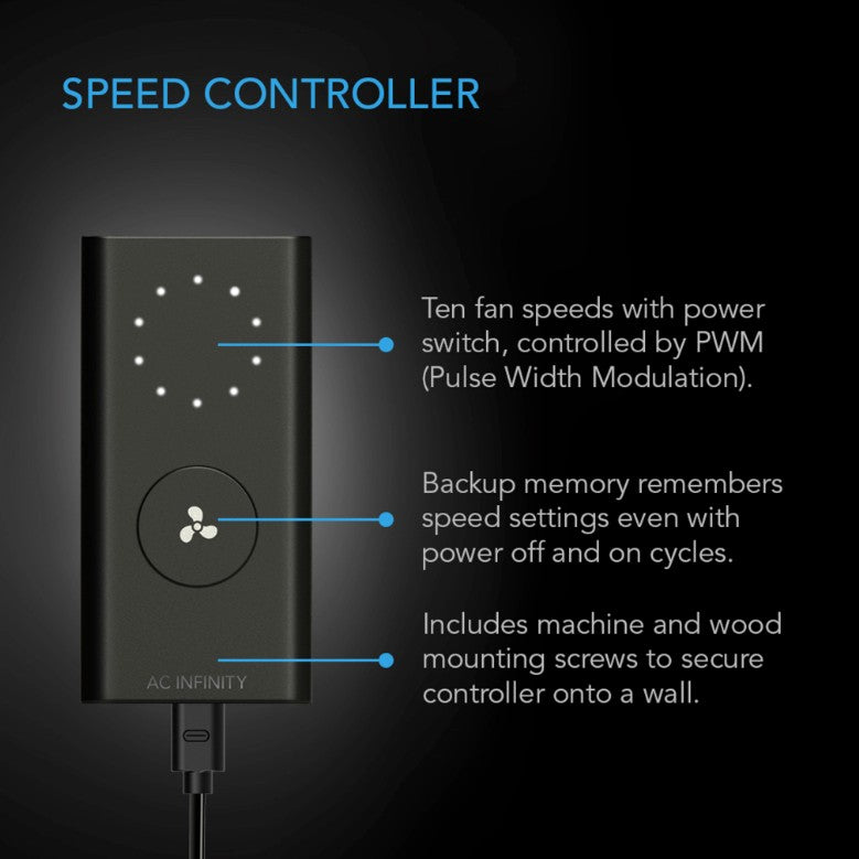 AC Infinity CLOUDLINE Lite A8 8-In. Inline Duct Fan - Controller