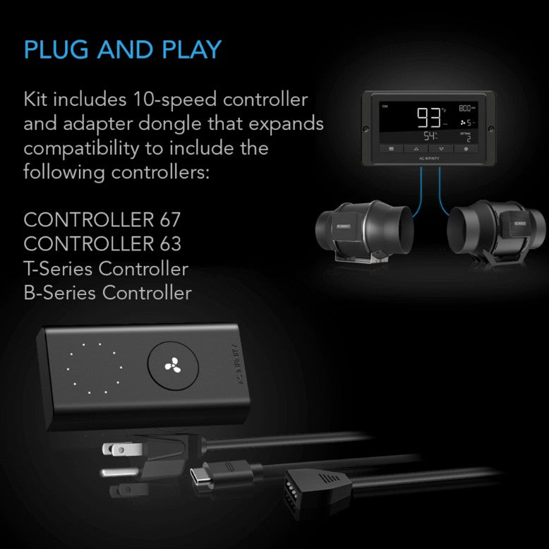 AC Infinity CLOUDLINE Lite A8 8-In. Inline Duct Fan - Plug & Play