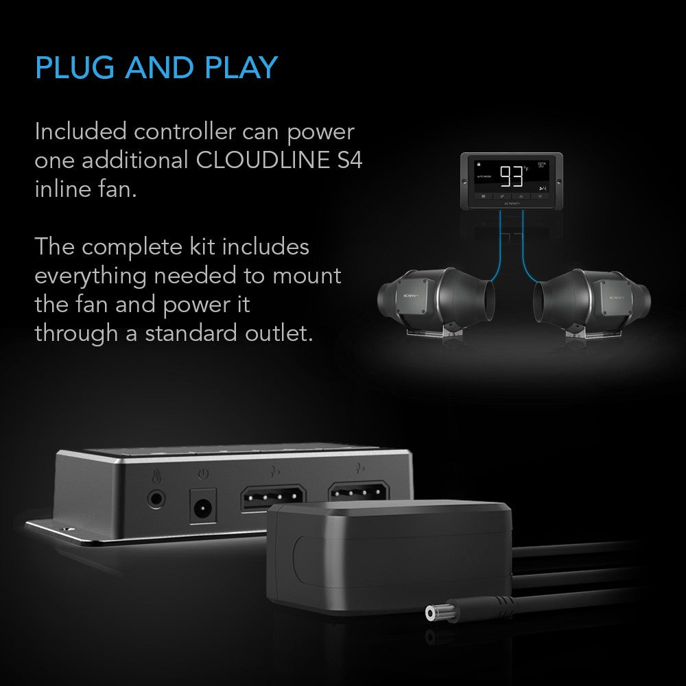 AC Infinity CLOUDLINE T10 10-In Inline Duct Fan w/ LCD Thermal Controller