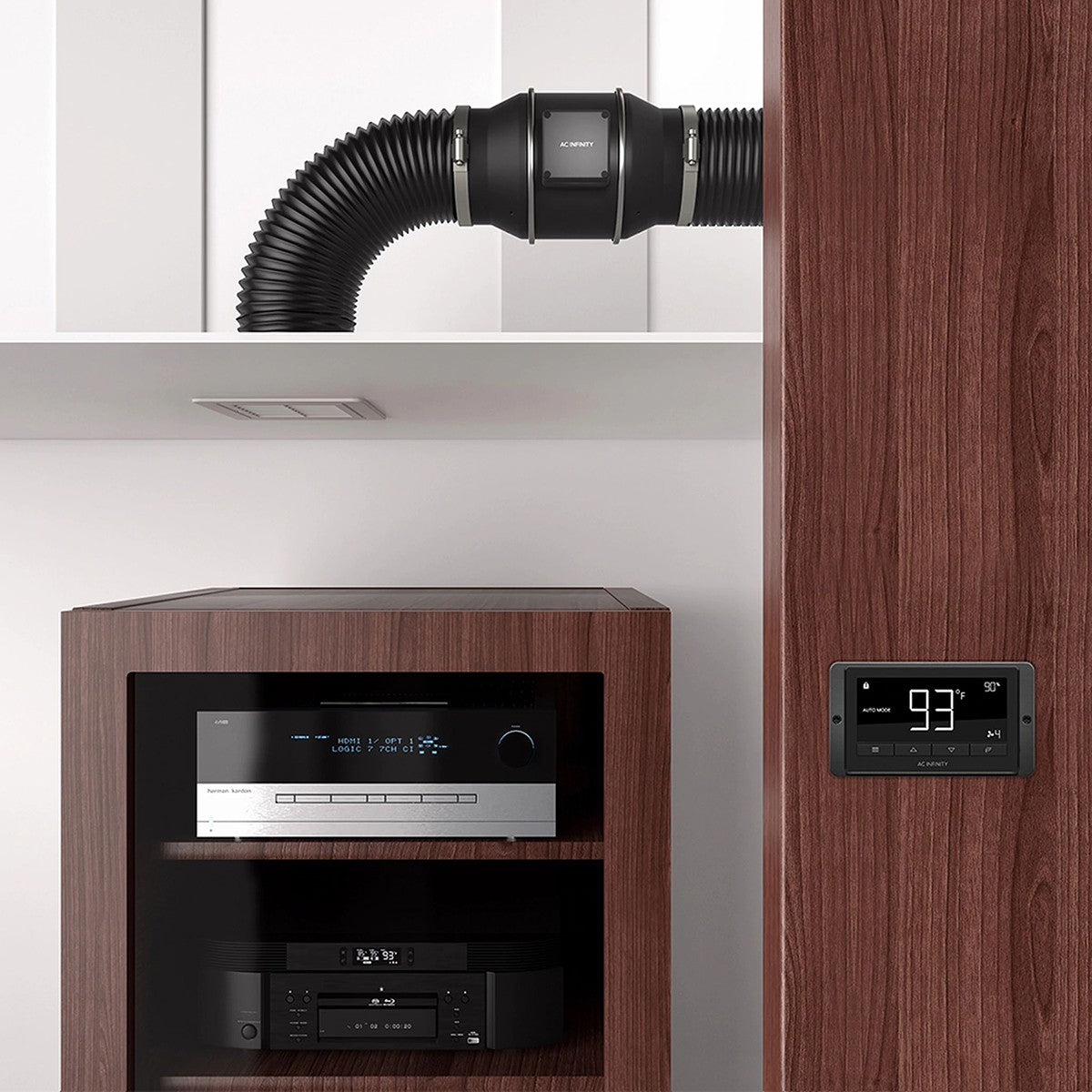 AC Infinity CLOUDLINE T12 12-In Inline Duct Fan w/ LCD Thermal Controller