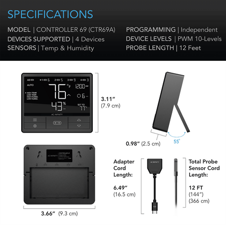 AC Infinity Controller 69 Smart Controller - CTR69A - Specs