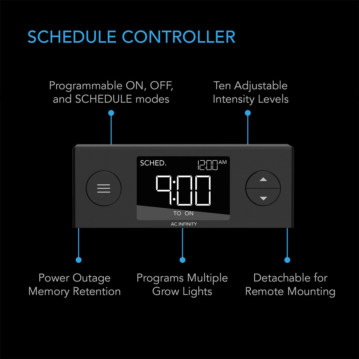 AC Infinity IONBEAM Targeted Spectrum UV LED Grow Light - Schedule Controller