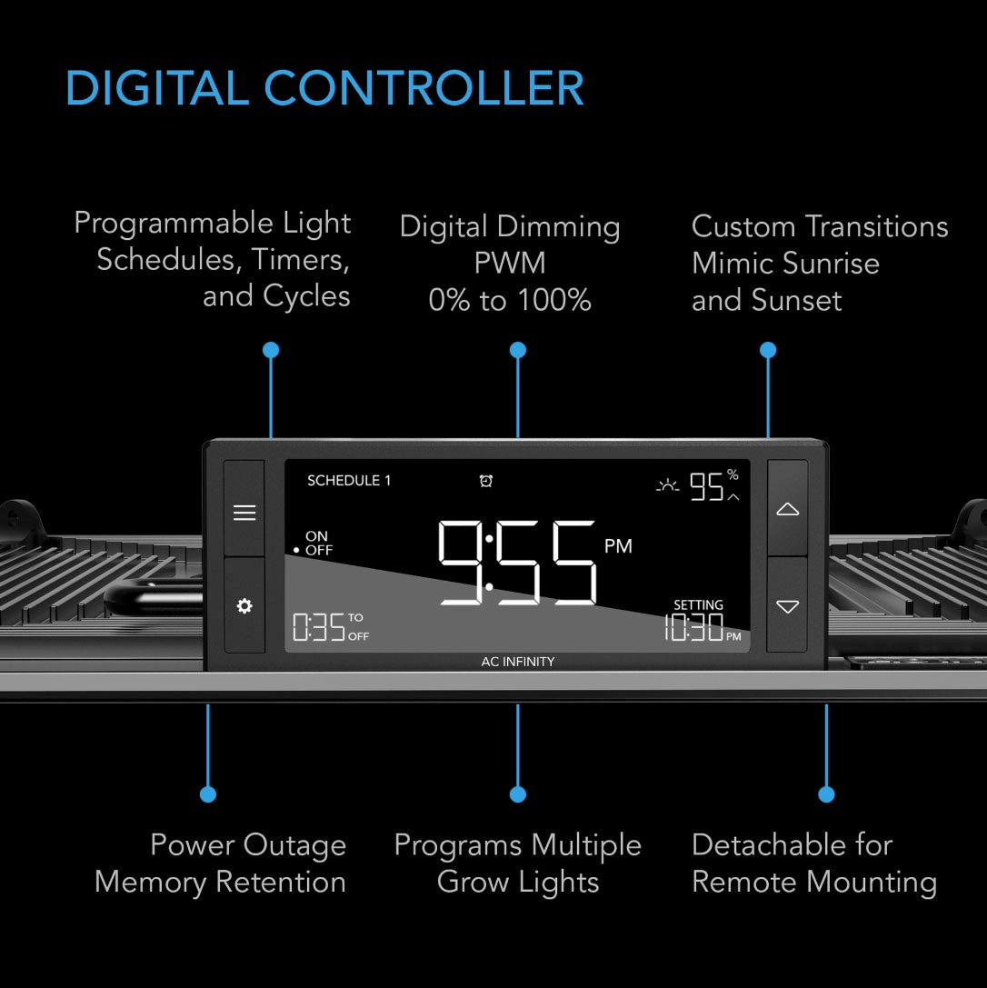 AC Infinity IONGRID T-Series Full Spectrum LED Grow Light - T22 (2-ft x 2-ft) - Controller