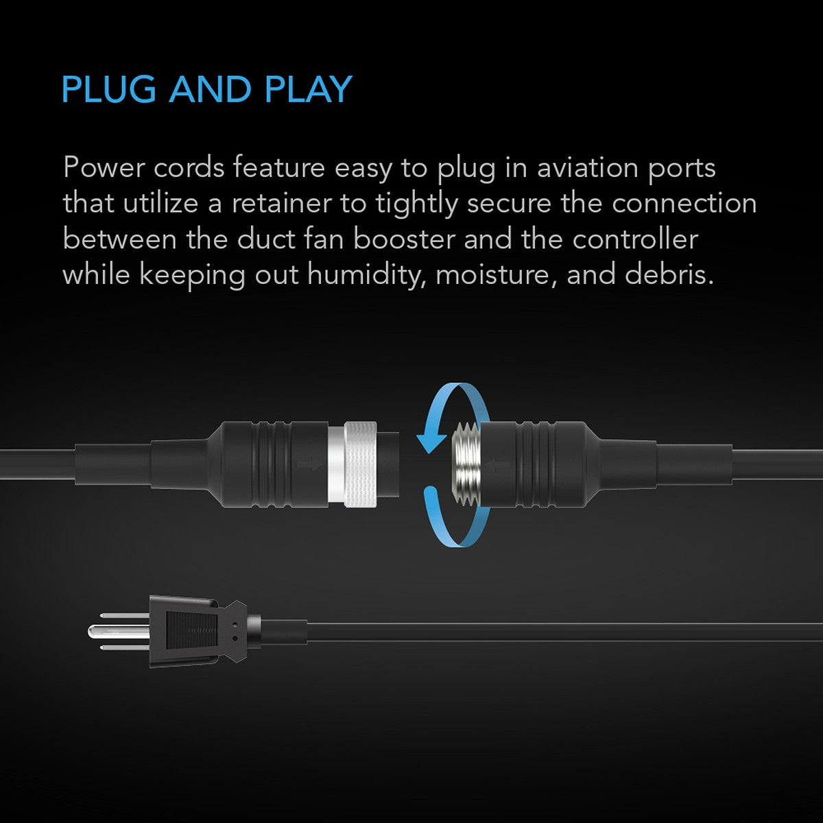 AC Infinity Raxial Inline Duct Booster Fan w/Speed Controller - Plug and Play