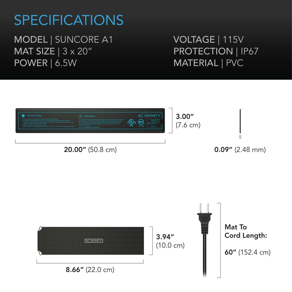 AC Infinity SUNCORE IP-67 Waterproof Seedling Heat Mats