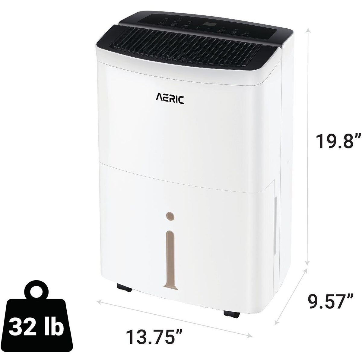 Aeric AERD351P 35 Pint Energy Star Dehumidifier - Dimensions