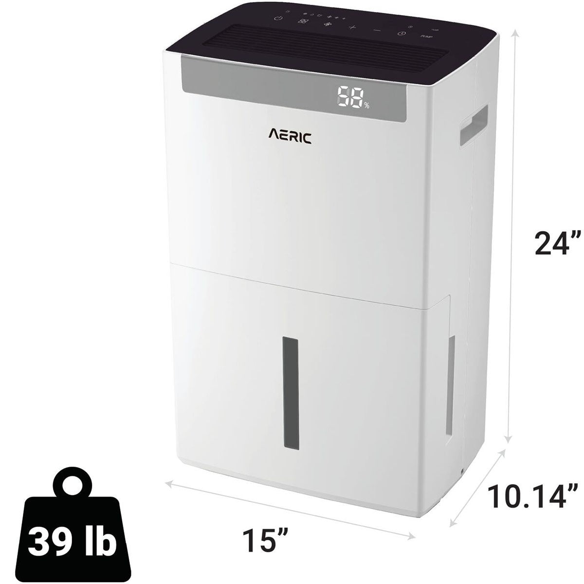Aeric AERD501P 50 Pint Energy Star Dehumidifier - Dimensions