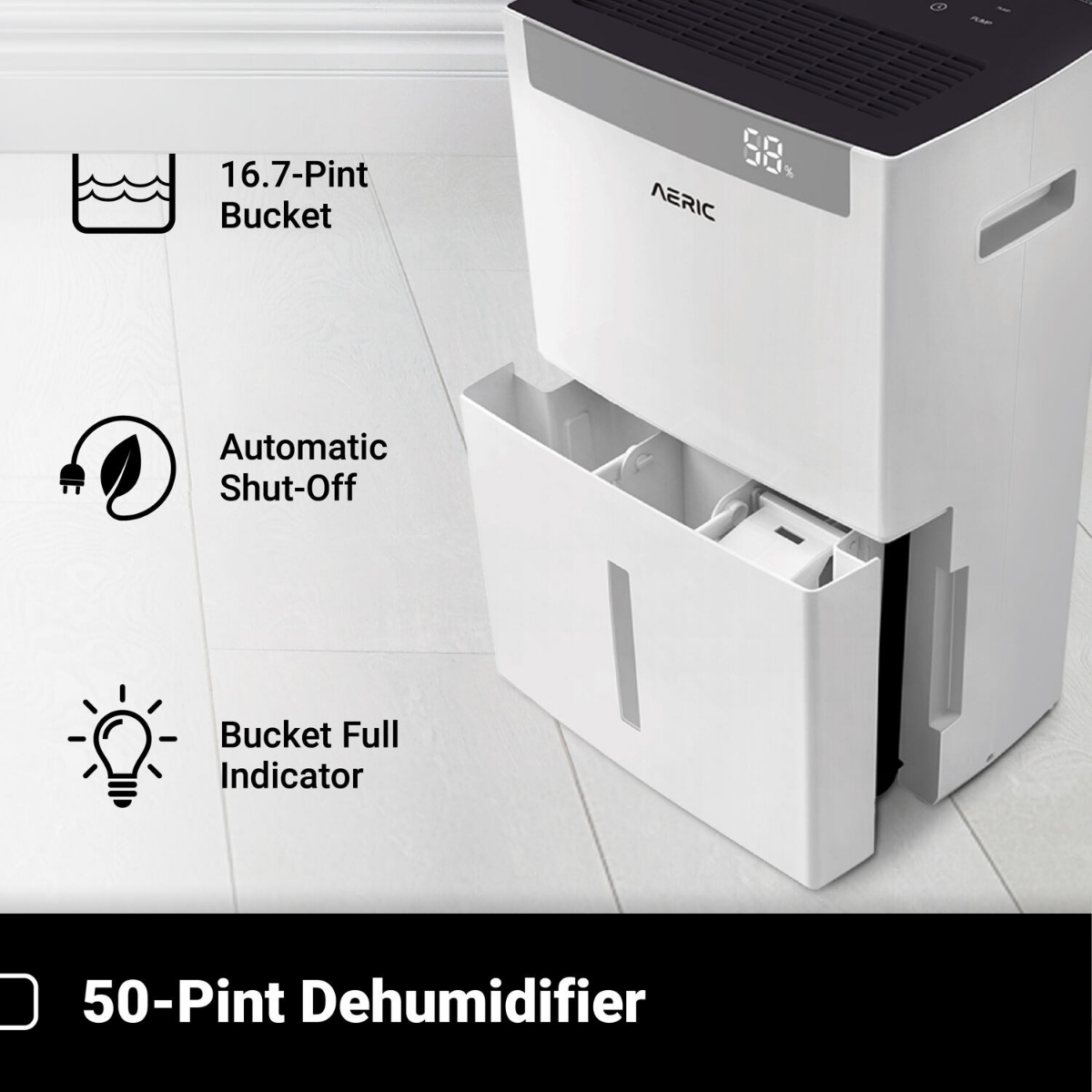 Aeric AERD501P 50 Pint Energy Star Dehumidifier - Infographic 1