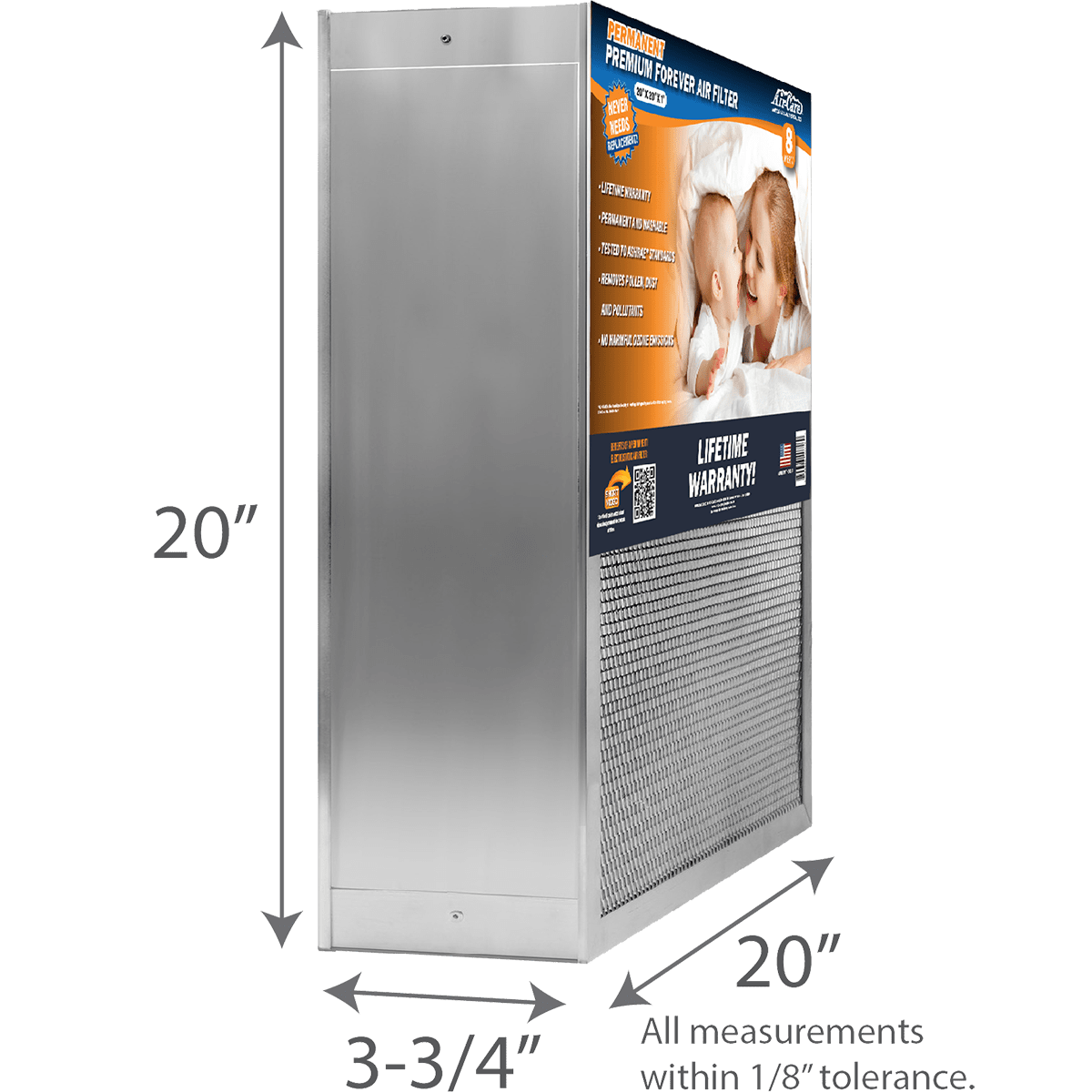 Air-Care 4-In. Deep Permanent Electrostatic Washable MERV 8 Air Filter 20 x 20