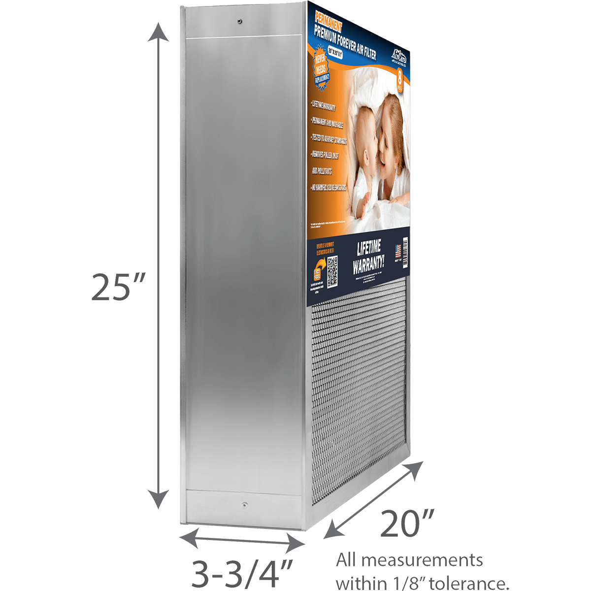 Air-Care 4-In. Deep Permanent Electrostatic Washable MERV 8 Air Filter 20 x 25