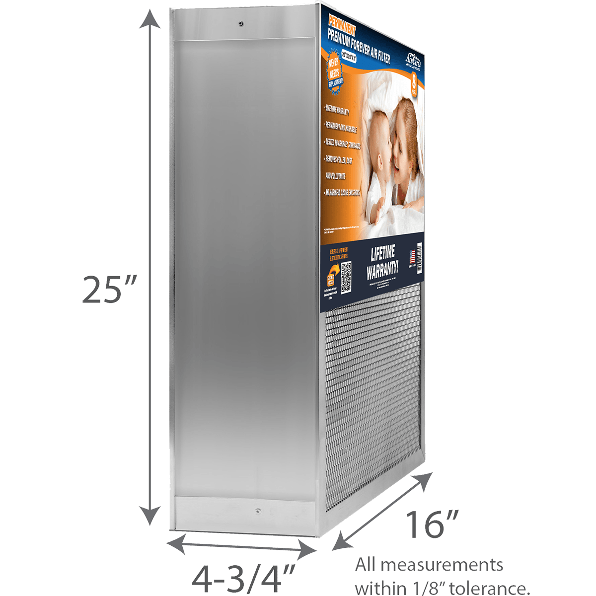 Air-Care 5-In. Deep Permanent Electrostatic Washable MERV 8 Air Filter 16 x 25