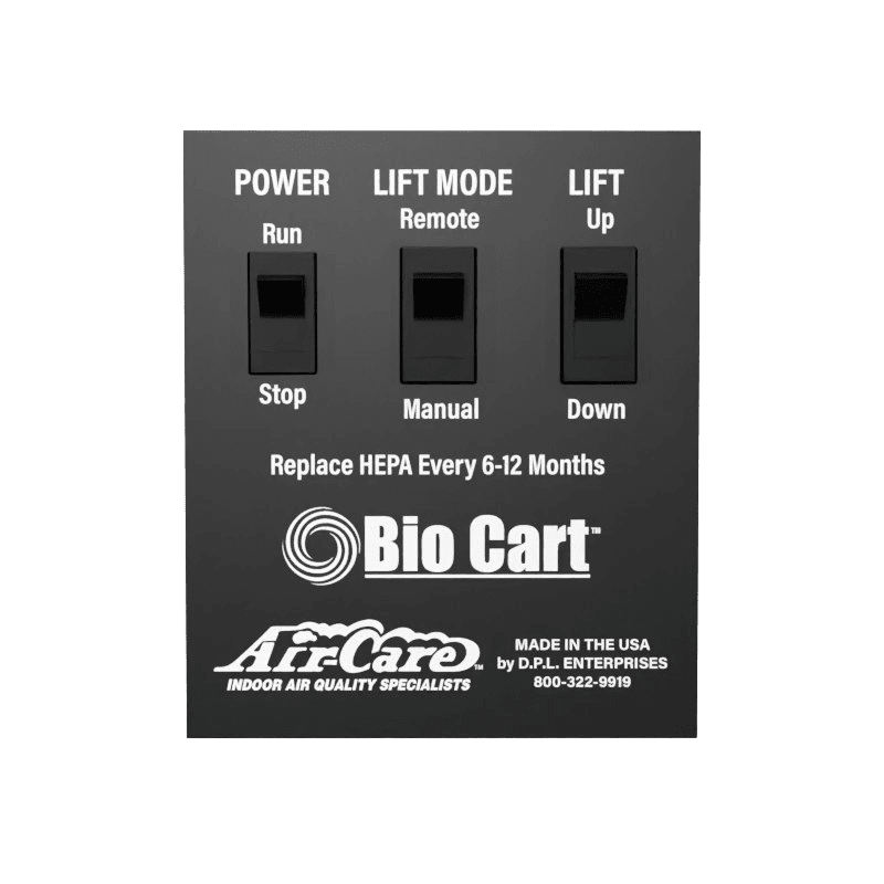 Air-Care Bio Cart HEPA Mobile Dust Containment Kit - Control Panel