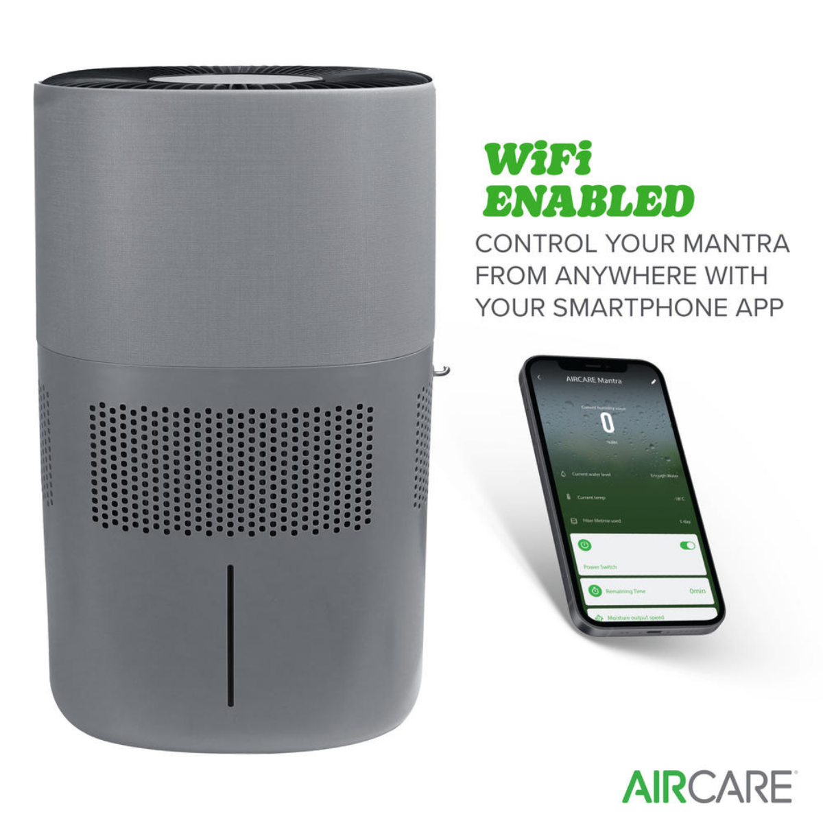 AIRCARE Mantra 1 Gal. Wi-Fi Evaporative Humidifier ME440DGRY8 - Infographic 1
