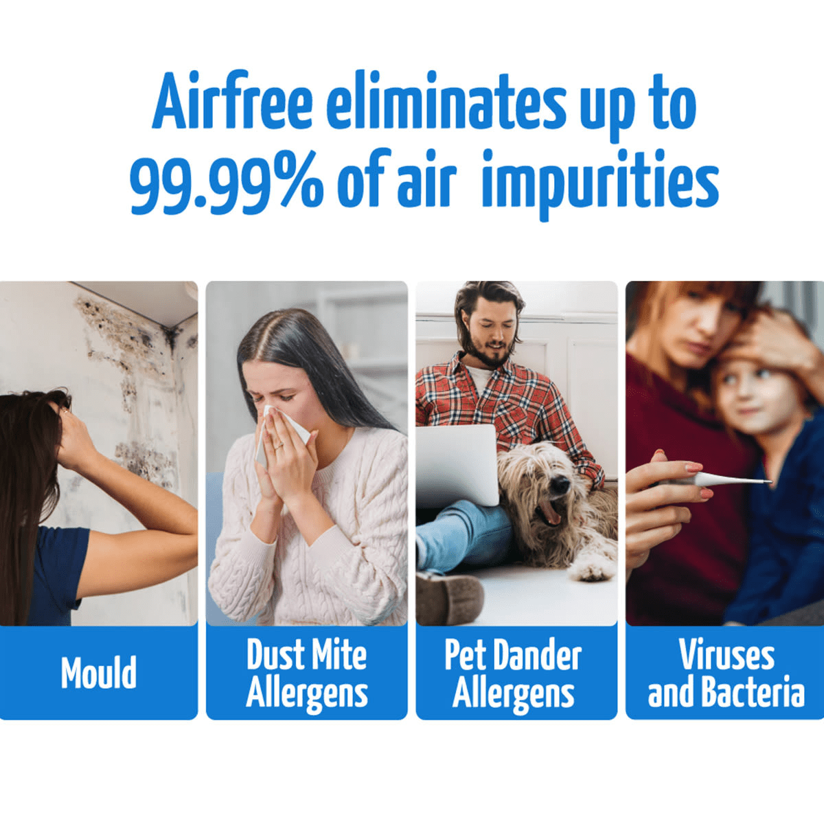 Airfree Elite II Filterless Silent Air Purifier - Infographic 1