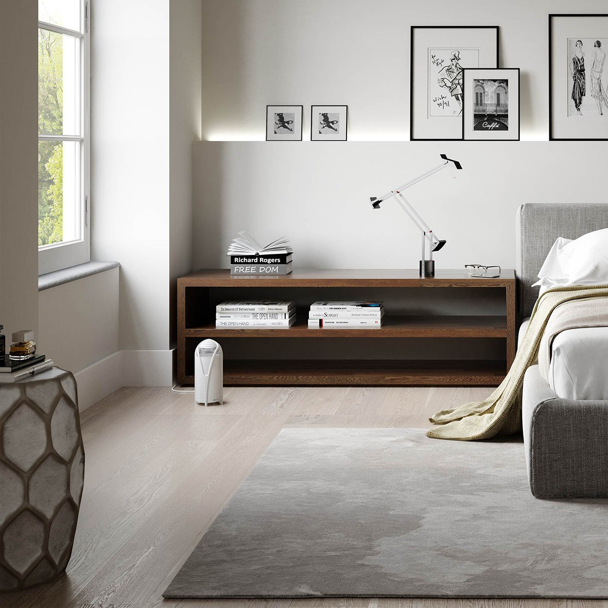 AirFree T Portable Air Purifier - in use in bedroom