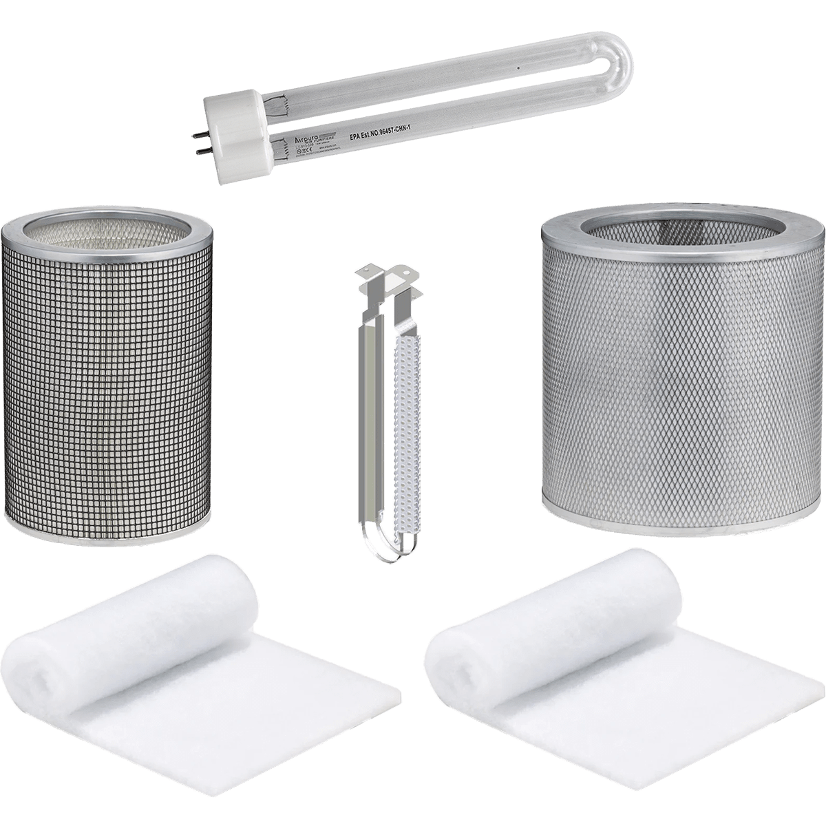 Airpura Prefilter Pk + Carbon+ UV Light + PCO Reflector + HEPA Filter Bundle for P600/700 - U-Type UV Light - Main