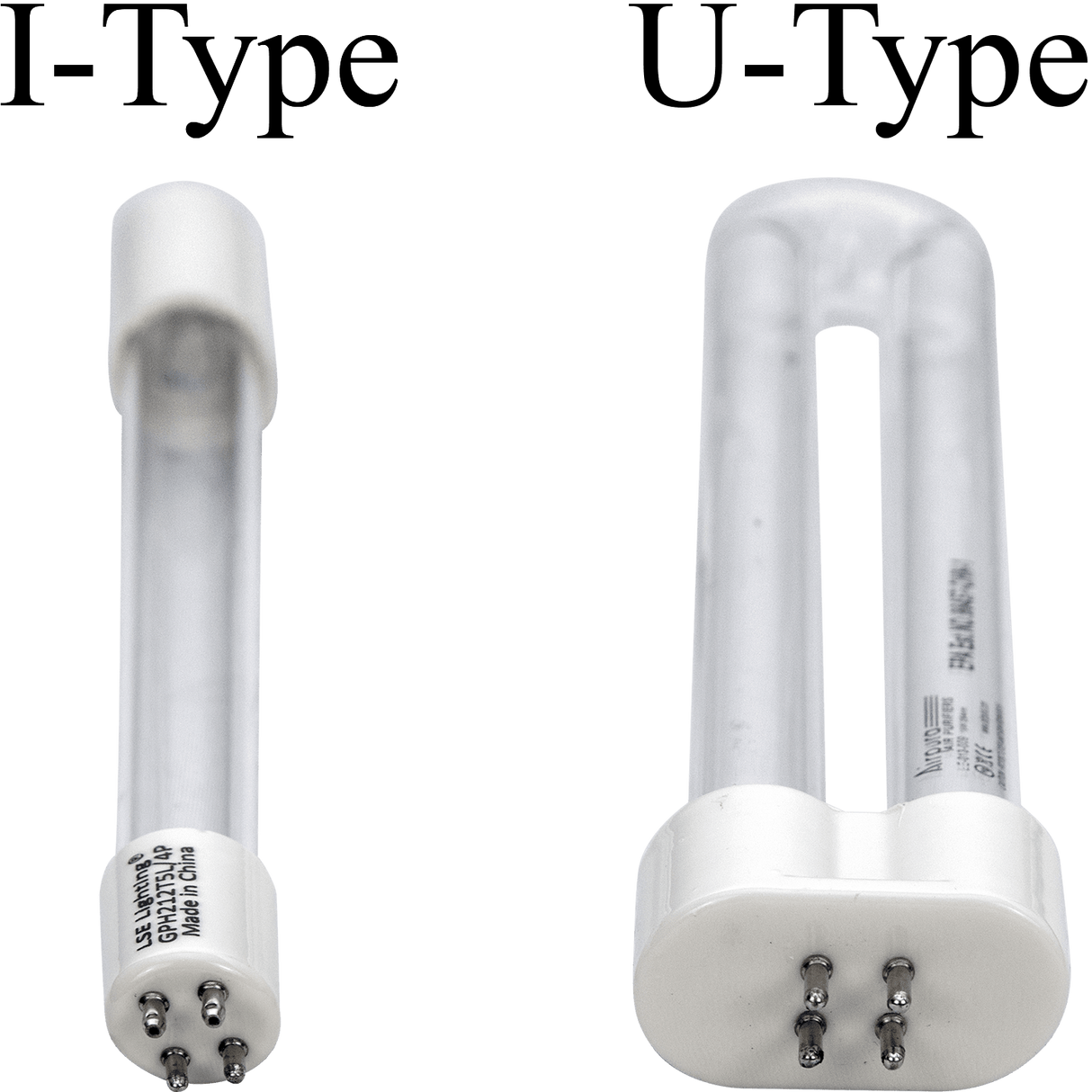 Airpura Replacement UV Lamp - I-Type and U-Type - Comparison