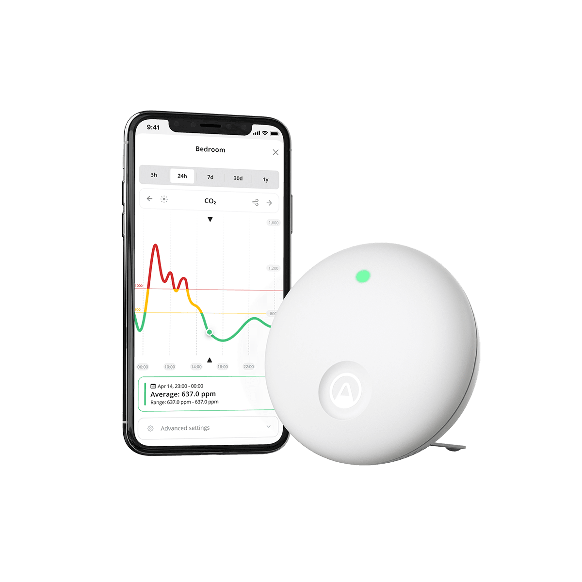 Airthings Wave Enhance Indoor Air Quality Monitor - Main