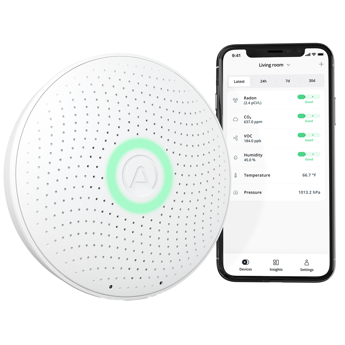Airthings Wave Plus Smart Indoor Air Quality Monitor + Radon Detection - App