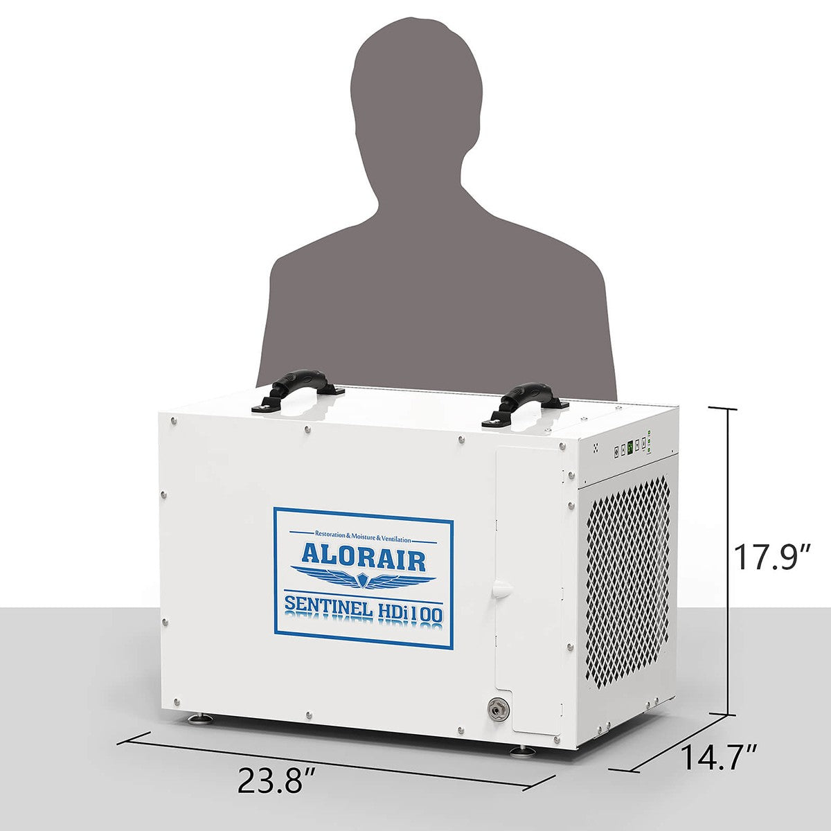 AlorAir Sentinel 100 Pint Whole Home, Crawl Space & Basement Dehumidifier - Dimensions