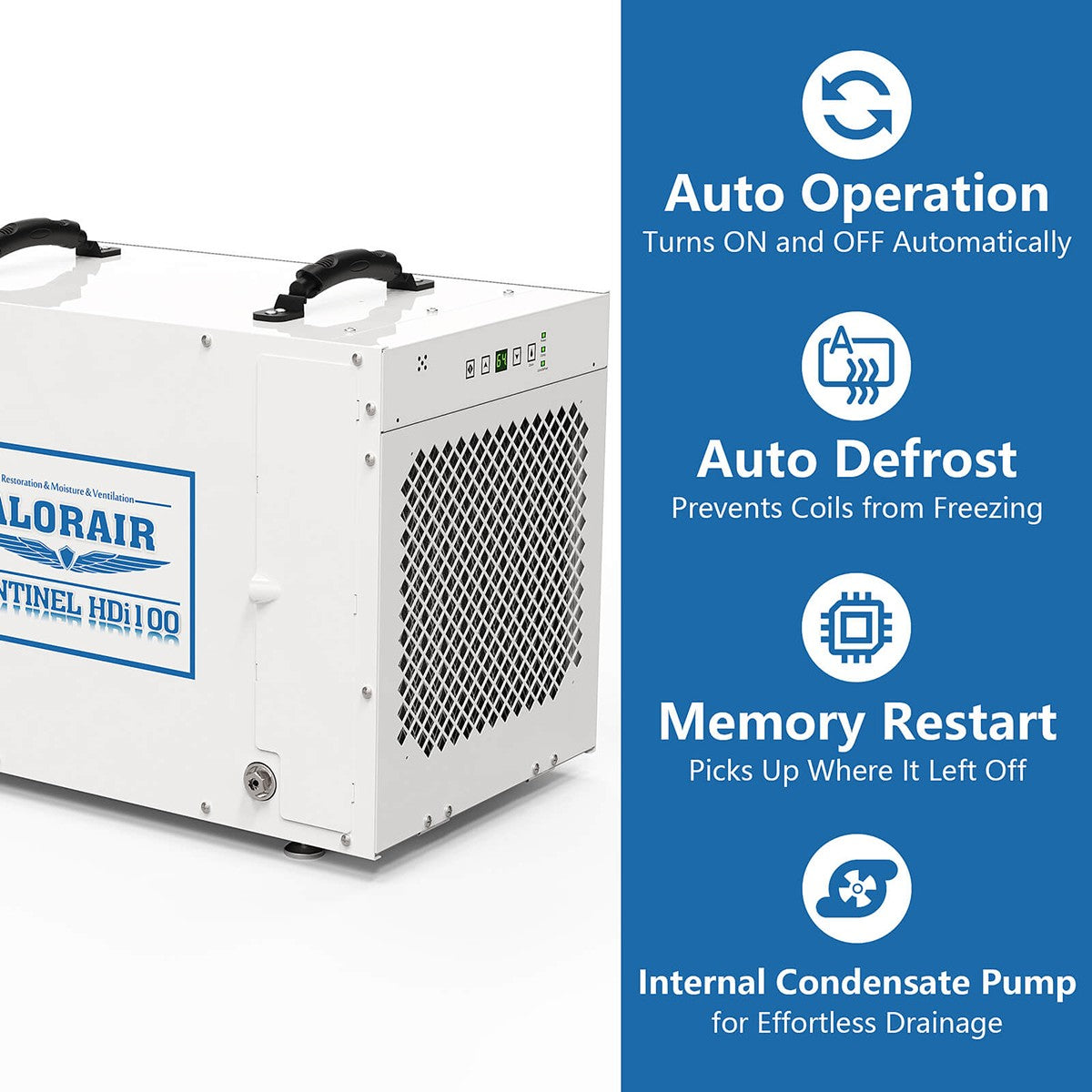 AlorAir Sentinel 100 Pint Whole Home, Crawl Space & Basement Dehumidifier - Infographic