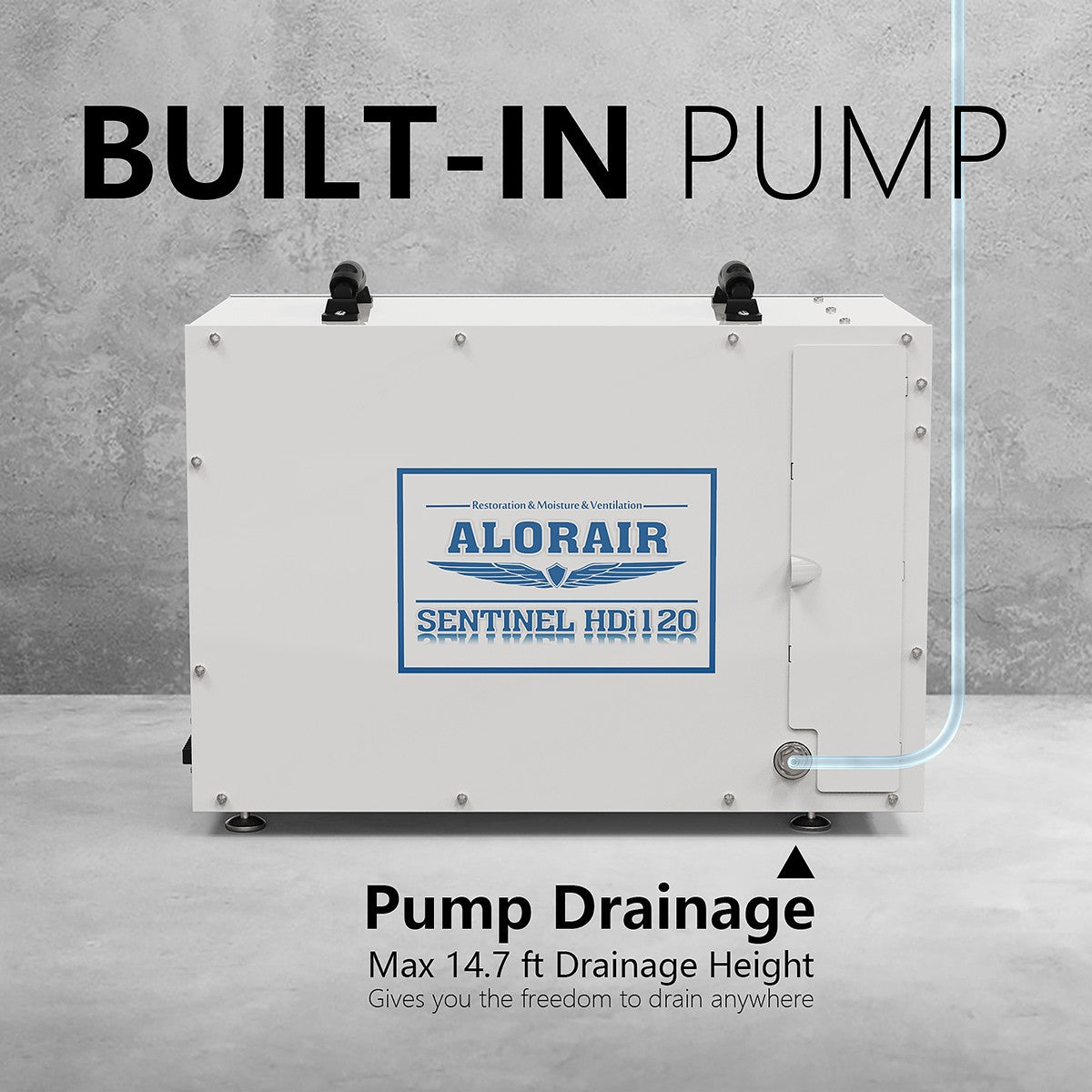 AlorAir Sentinel 120 Pint Whole Home, Crawl Space & Basement Dehumidifier - Infographic